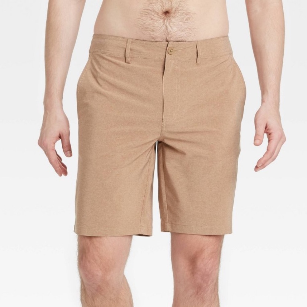 Goodfellow & Co Men's 9" Inseam Almond Hybrid Swim Shorts Size 28